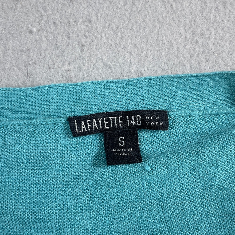 Lafayette 148 New York Cardigan Sweater Duster Knit Linen Women Small Size Blue - Picture 3 of 9